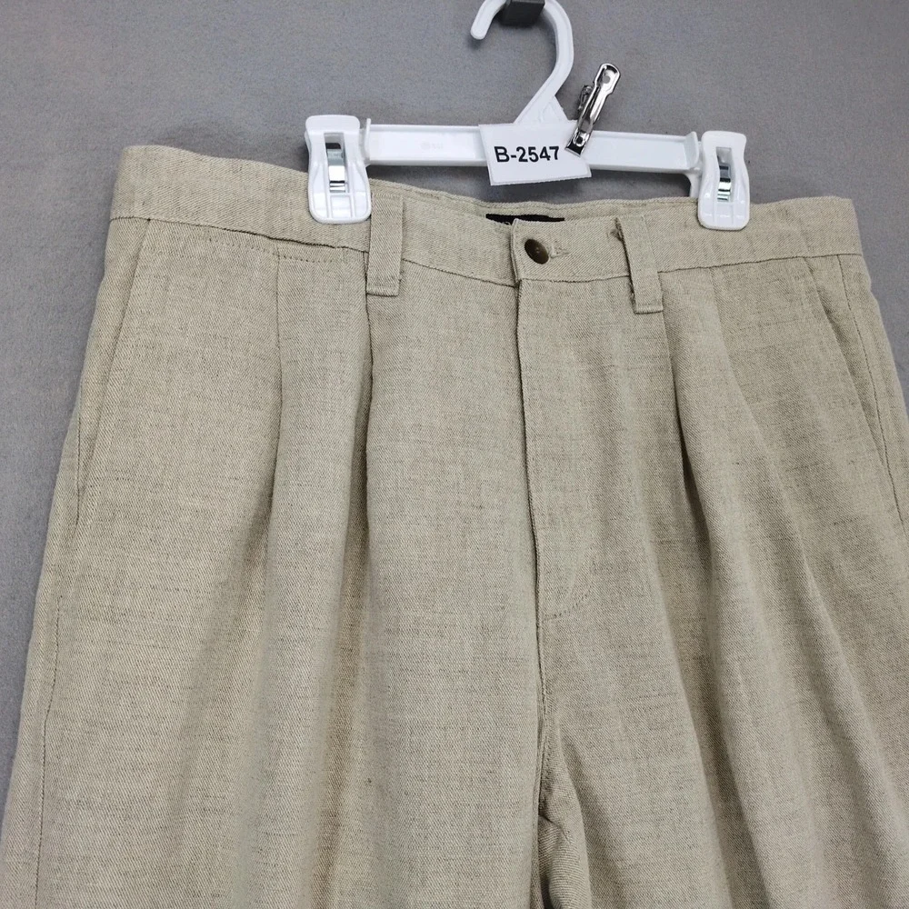 Vintage 90s Dockers Linen Blend Pleated Khaki Pants Mens 33x32